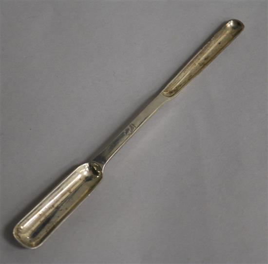 A George III Scottish silver marrow scoop, Andrew Wilkie, Edinburgh 1811, 24cm.